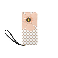 Brown White Polka Dots with Peach Flower Women's Clutch Purse (Model 1637)