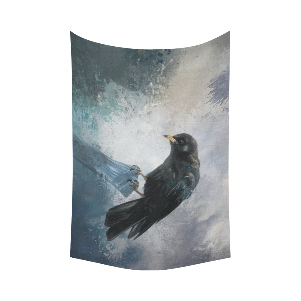 A beautiful painted black crow Cotton Linen Wall Tapestry 90"x 60"