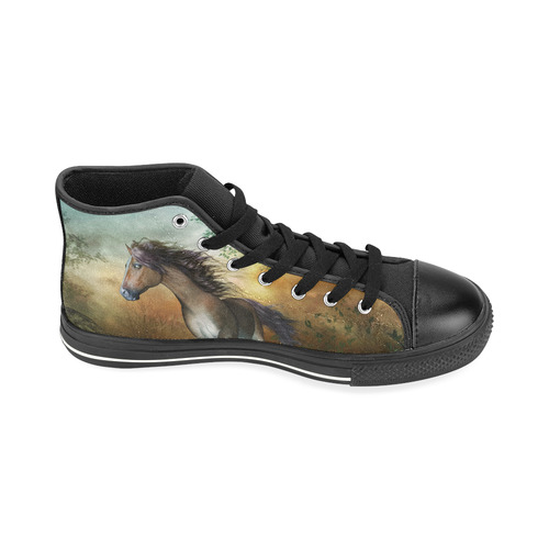 Wonderful running horse High Top Canvas Shoes for Kid (Model 017)