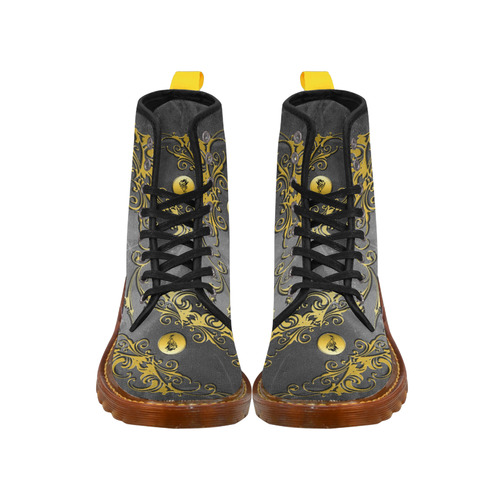 Tribal dragon on yellow button Martin Boots For Men Model 1203H