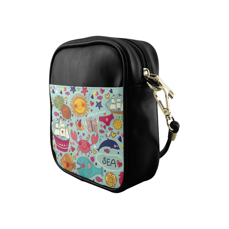 Cute Cartoon Sea Animals Summer Love Sling Bag (Model 1627)