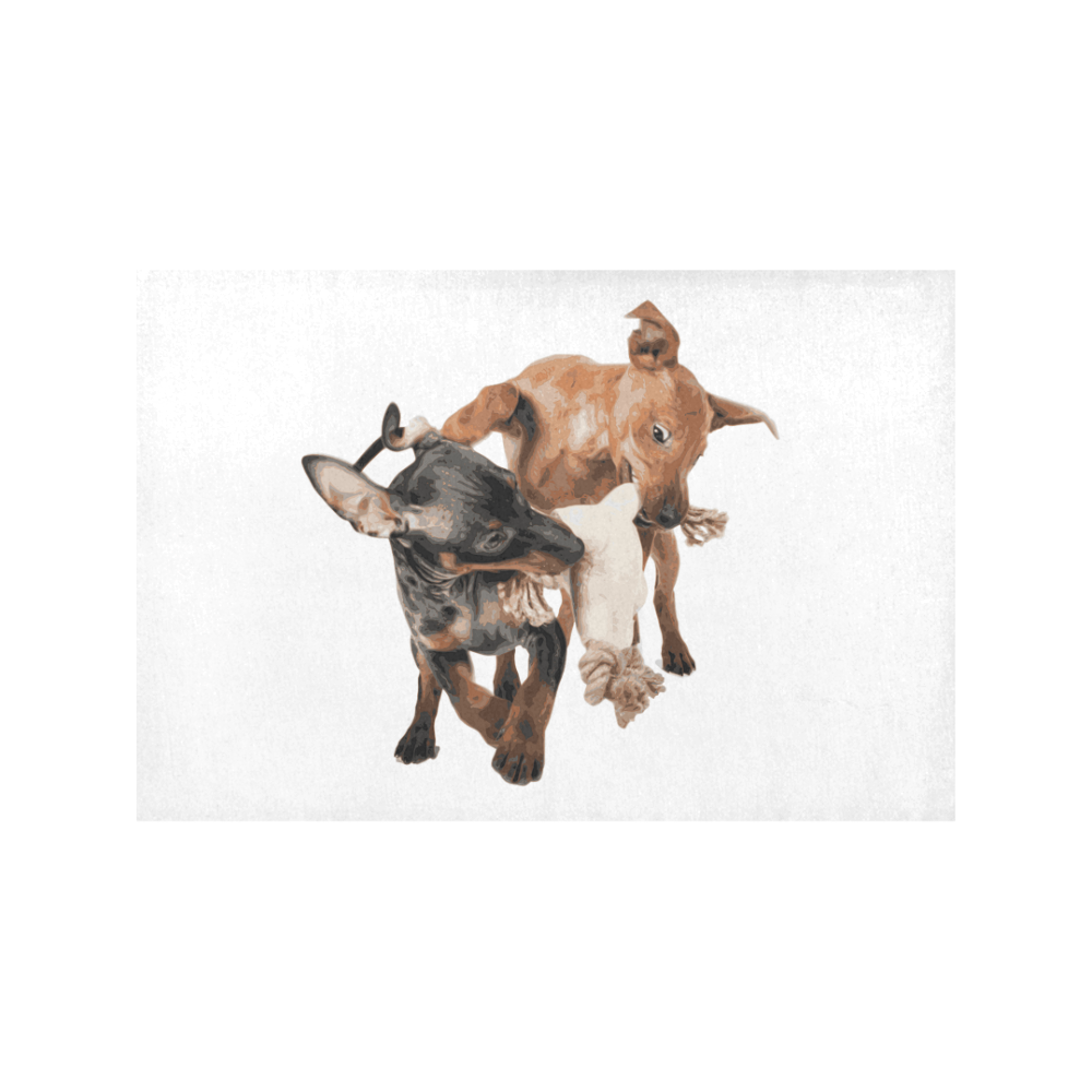 Two Playing Dogs Placemat 12’’ x 18’’ (Four Pieces)