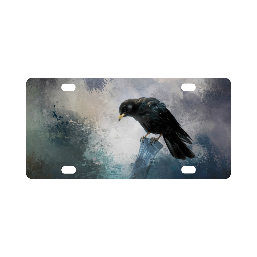 A beautiful painted black crow Classic License Plate
