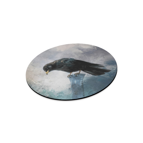 A beautiful painted black crow Round Mousepad