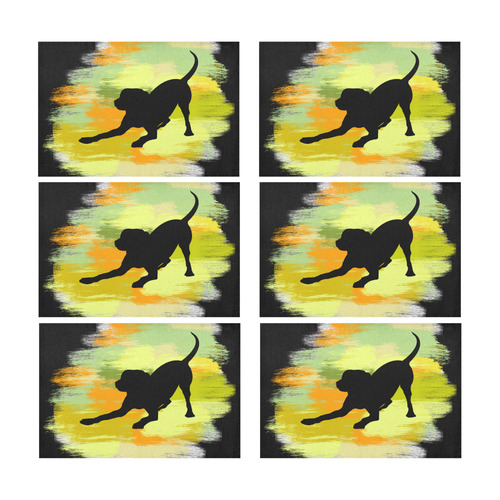 Dog Playing Please Painting Shape Placemat 12’’ x 18’’ (Six Pieces)