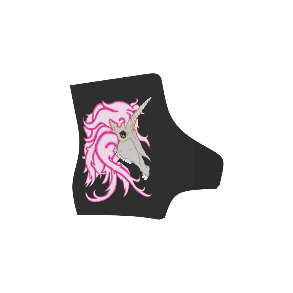 Pink Unicorn Skull Black Martin Boots For Women Model 1203H
