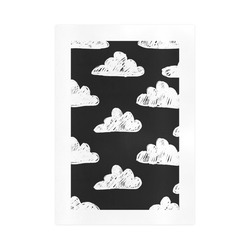 black and white doodle clouds Art Print 16‘’x23‘’