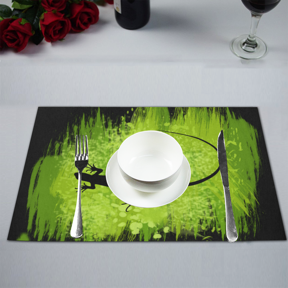 Green Lizard Shape Painting Placemat 12’’ x 18’’ (Six Pieces)