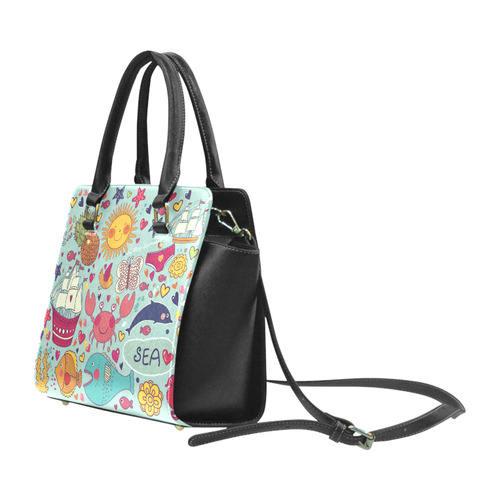 Cute Cartoon Sea Animals Summer Love Classic Shoulder Handbag (Model 1653)
