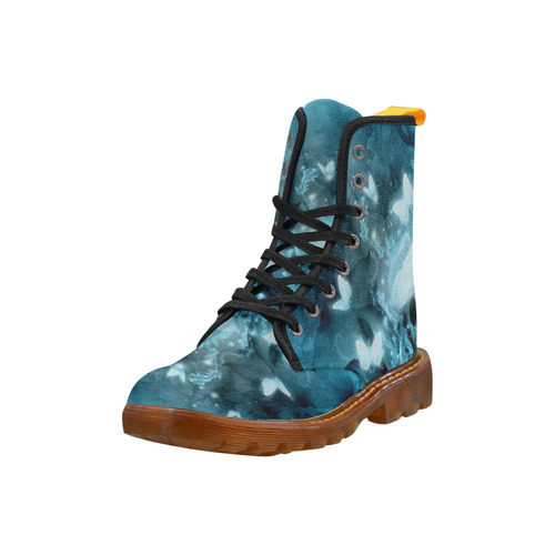 Glowing butterflies in blue colors Martin Boots For Men Model 1203H