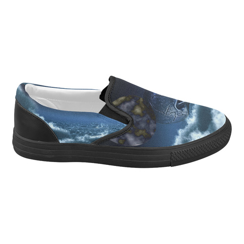 Skull and Moon Women's Slip-on Canvas Shoes (Model 019)