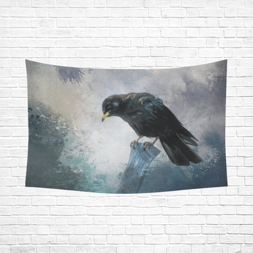 A beautiful painted black crow Cotton Linen Wall Tapestry 90"x 60"