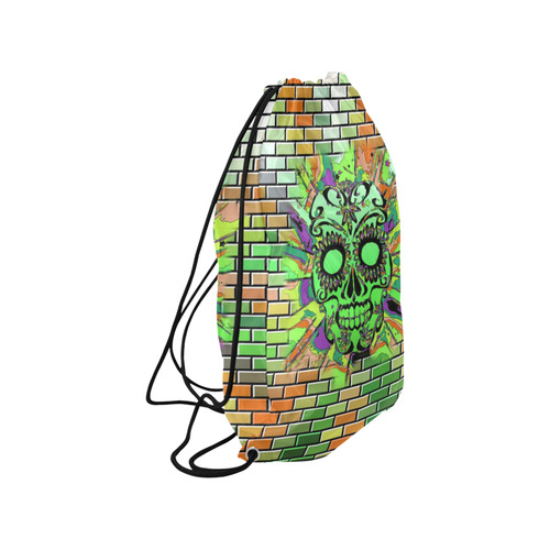 skull on bricks C by JamColors Small Drawstring Bag Model 1604 (Twin Sides) 11"(W) * 17.7"(H)