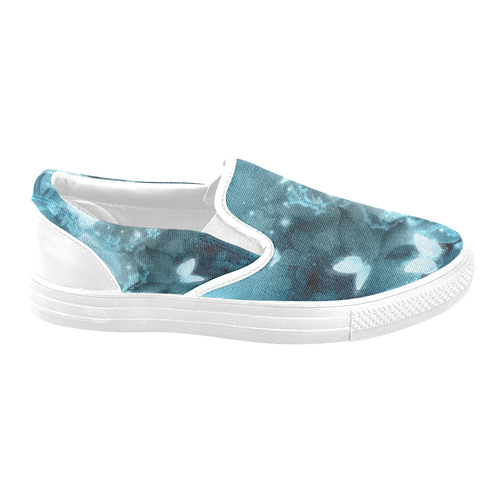 Glowing butterflies in blue colors Slip-on Canvas Shoes for Men/Large Size (Model 019)