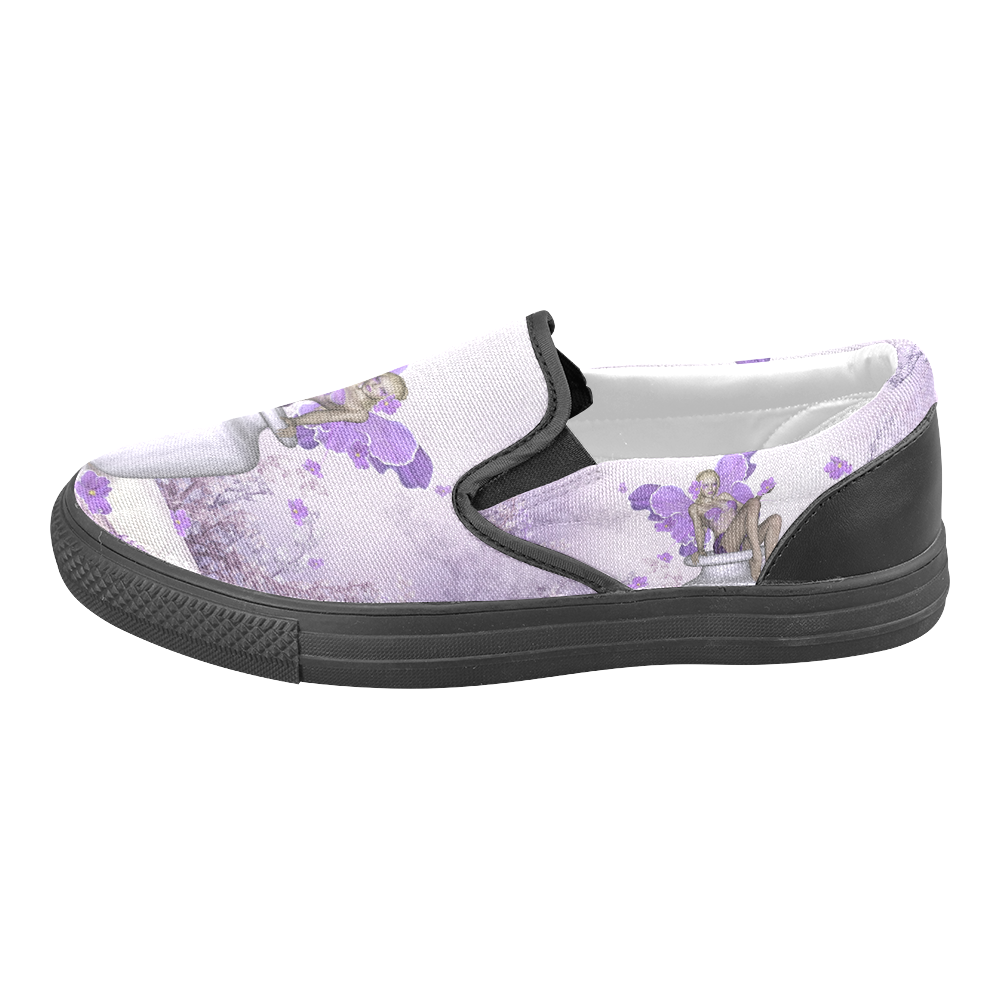 Beautiful fairy with flowers Slip-on Canvas Shoes for Men/Large Size (Model 019)