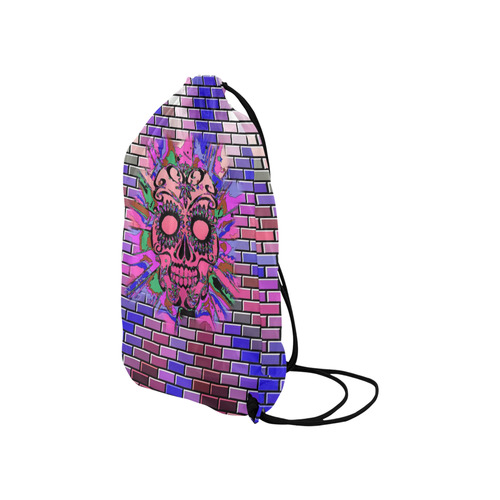 skull on bricks E by JamColors Small Drawstring Bag Model 1604 (Twin Sides) 11"(W) * 17.7"(H)