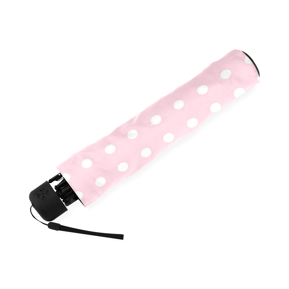 Pink White Polka Dots, Pink Cherry Blossom Flower Foldable Umbrella (Model U01)