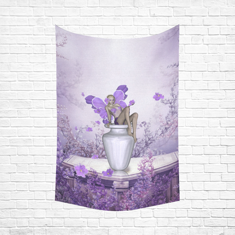 Beautiful fairy with flowers Cotton Linen Wall Tapestry 60"x 90"