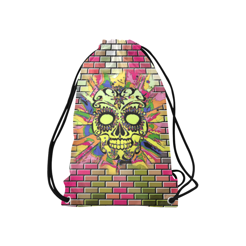skull on bricks D by JamColors Small Drawstring Bag Model 1604 (Twin Sides) 11"(W) * 17.7"(H)