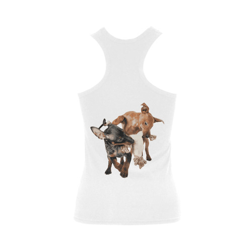 Two Playing Dogs Women's Shoulder-Free Tank Top (Model T35)