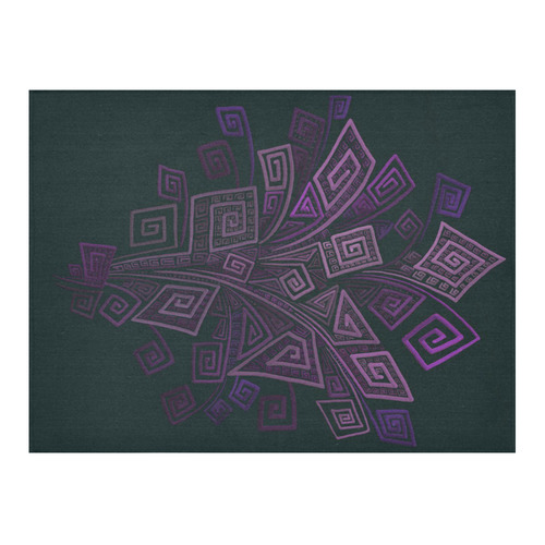 Psychedelic 3D Square Spirals - purple Cotton Linen Tablecloth 52"x 70"