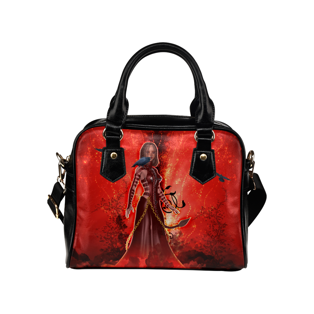 The dark side with fairy and crow Shoulder Handbag (Model 1634)