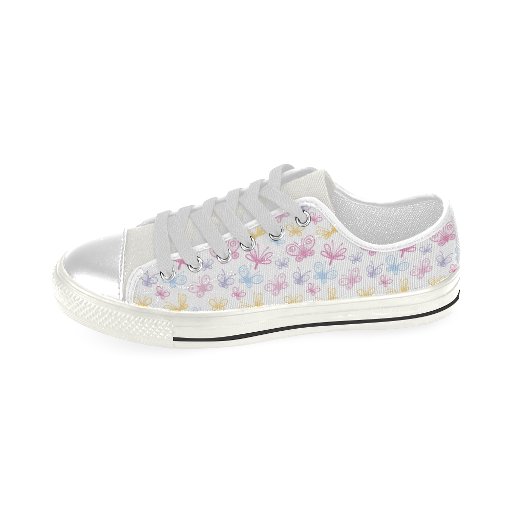 Pretty Colorful Butterflies Low Top Canvas Shoes for Kid (Model 018)