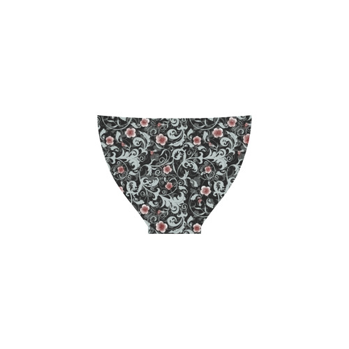 Red and Gray Gothic Floral Print Custom Bikini Swimsuit