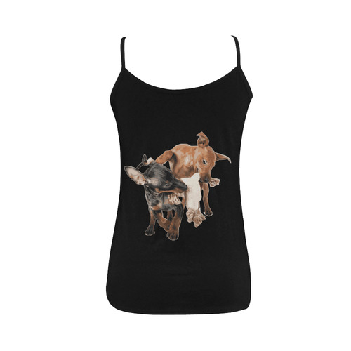 Two Playing Dogs Women's Spaghetti Top (USA Size) (Model T34)