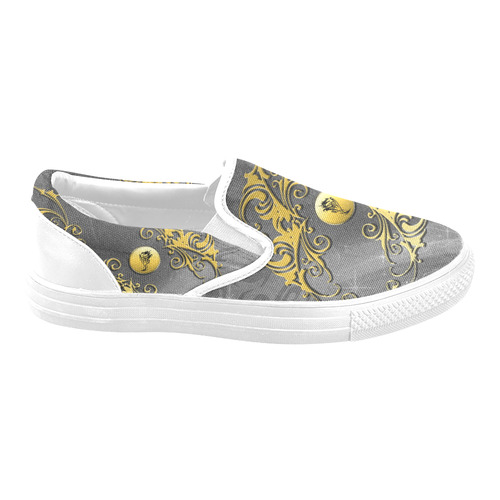 Tribal dragon on yellow button Slip-on Canvas Shoes for Men/Large Size (Model 019)