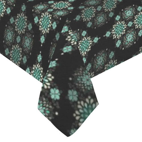 Green on black -  pattern with atmosphere Cotton Linen Tablecloth 60"x120"