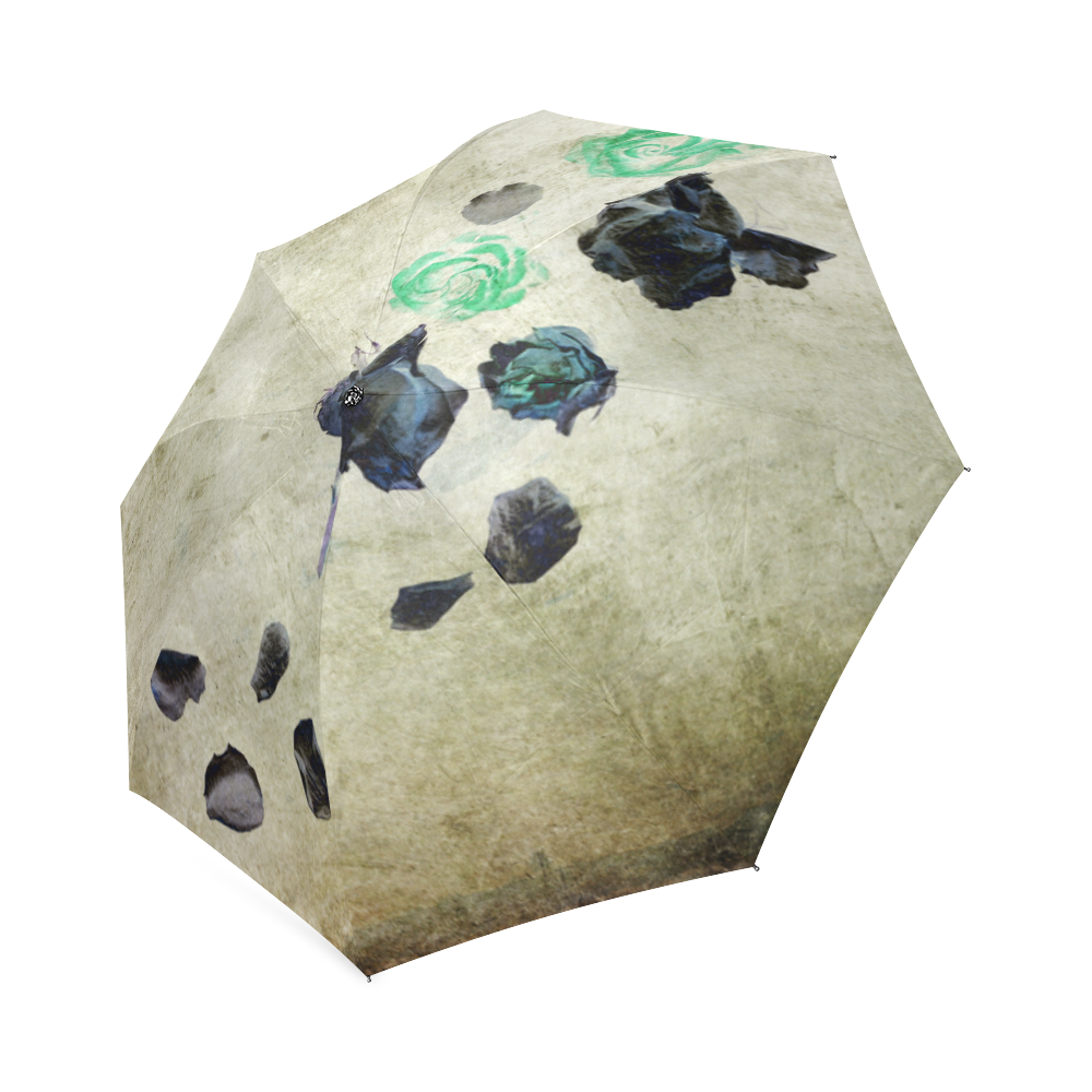 Foggy Blue Roses Foldable Umbrella (Model U01)