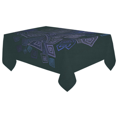 Psychedelic 3D Square Spirals - blue and purple Cotton Linen Tablecloth 60"x 104"