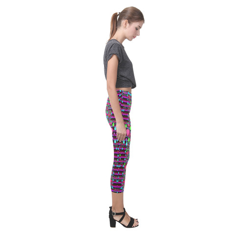 Raining rain and mermaid shells Pop art Capri Legging (Model L02)