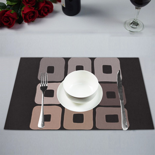 All shades of coffee. Brown squared pattern Placemat 12’’ x 18’’ (Four Pieces)