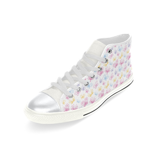 Pretty Colorful Butterflies High Top Canvas Shoes for Kid (Model 017)