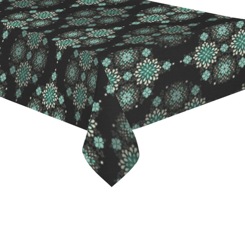 Green on black -  pattern with atmosphere Cotton Linen Tablecloth 60"x120"