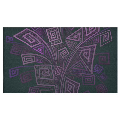 Psychedelic 3D Square Spirals - purple Cotton Linen Tablecloth 60"x 104"