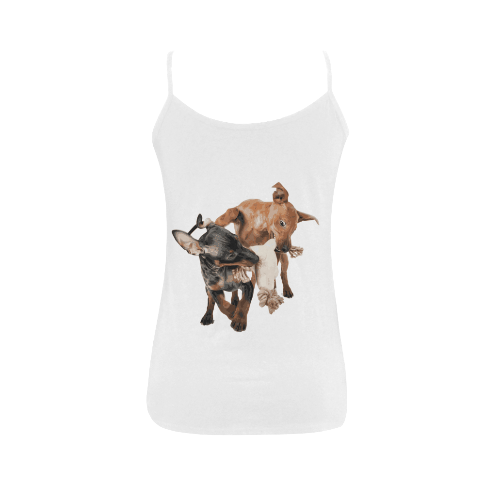 Two Playing Dogs Women's Spaghetti Top (USA Size) (Model T34)