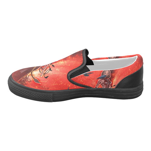 The dark side with fairy and crow Slip-on Canvas Shoes for Men/Large Size (Model 019)