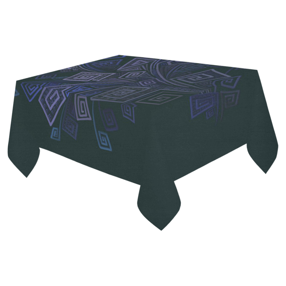 Psychedelic 3D Square Spirals - blue and purple Cotton Linen Tablecloth 52"x 70"