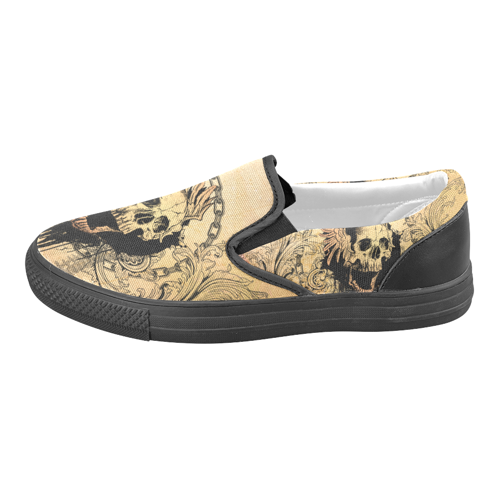 Amazing skull with wings Slip-on Canvas Shoes for Men/Large Size (Model 019)