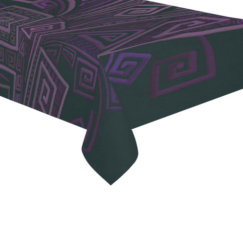 Psychedelic 3D Square Spirals - purple Cotton Linen Tablecloth 60"x 104"