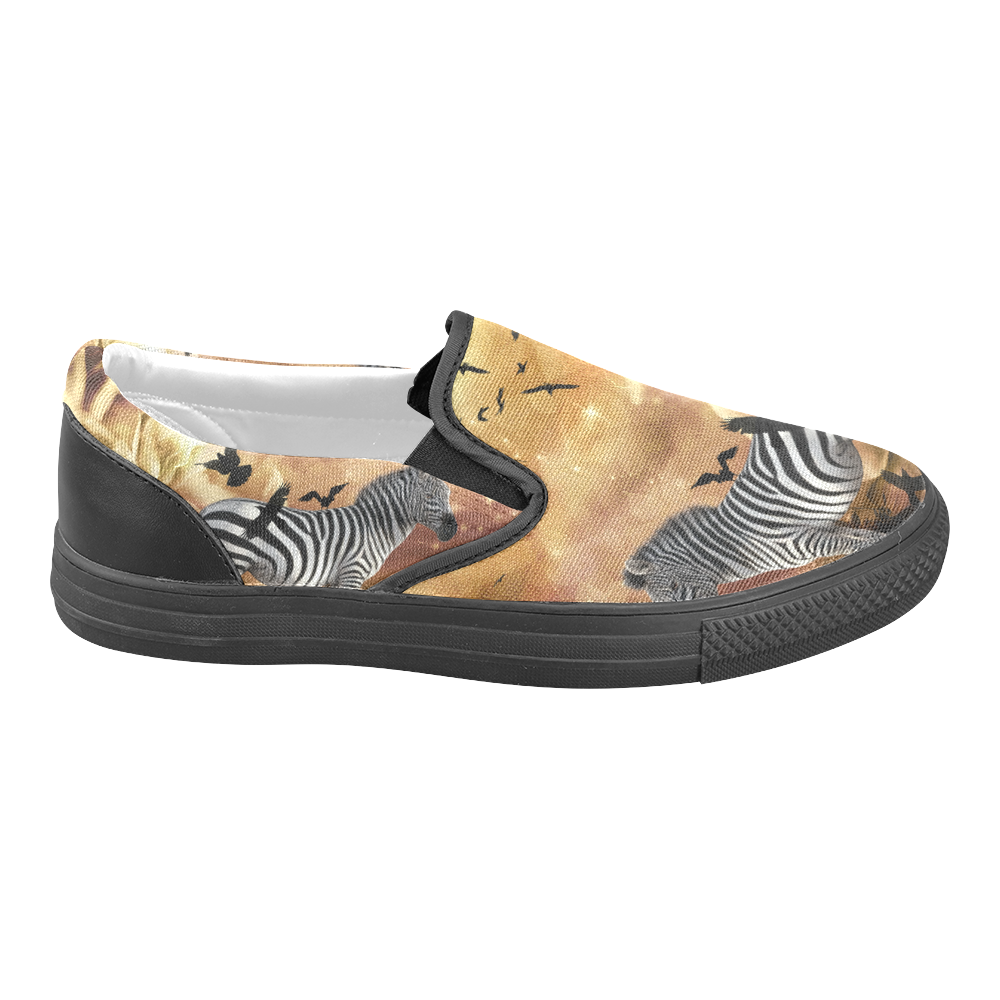 Wonderful zebra Slip-on Canvas Shoes for Men/Large Size (Model 019)