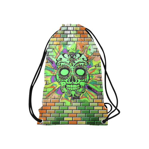 skull on bricks C by JamColors Small Drawstring Bag Model 1604 (Twin Sides) 11"(W) * 17.7"(H)