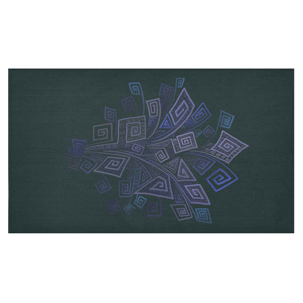 Psychedelic 3D Square Spirals - blue and purple Cotton Linen Tablecloth 60"x 104"