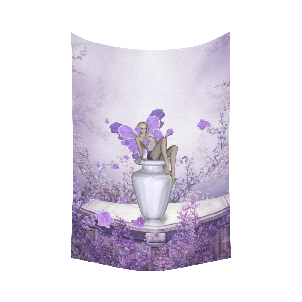 Beautiful fairy with flowers Cotton Linen Wall Tapestry 60"x 90"