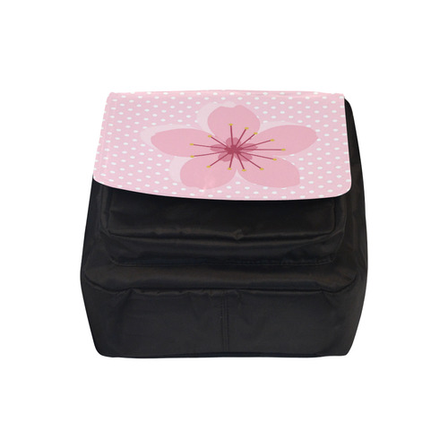 Pink White Polka Dots, Pink Cherry Blossom Flower Crossbody Nylon Bags (Model 1633)