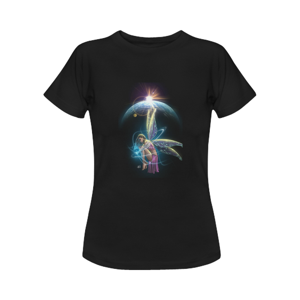 Globe Earth World and Fairy Women's Classic T-Shirt (Model T17）