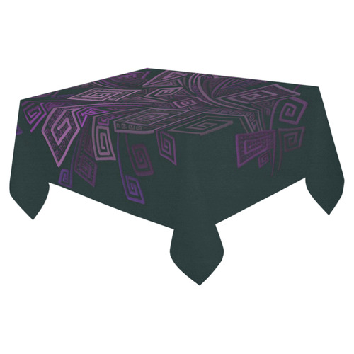 Psychedelic 3D Square Spirals - purple Cotton Linen Tablecloth 52"x 70"